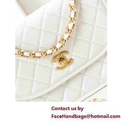 Chanel Calfskin  &  Gold-Tone Metal Messenger Bag AS4845 White 2025